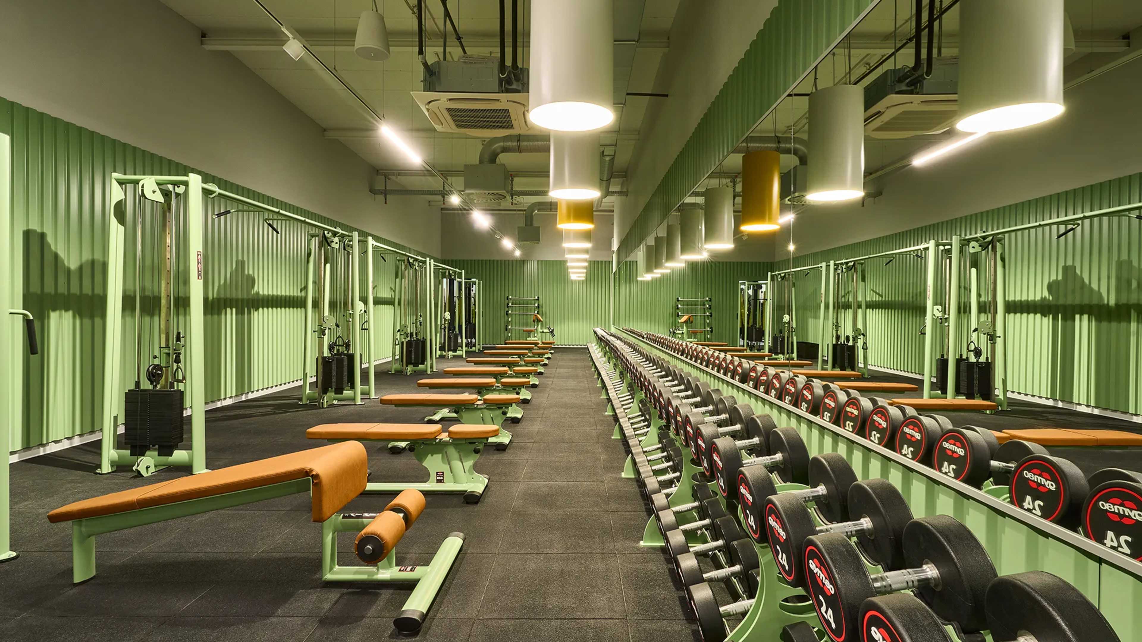 Der Freihantelbereich eines Fitnessstudios